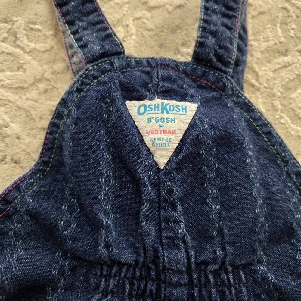 Vintage 1990s OshKosh B'Gosh Dark Blue Denim Neon Button Overalls